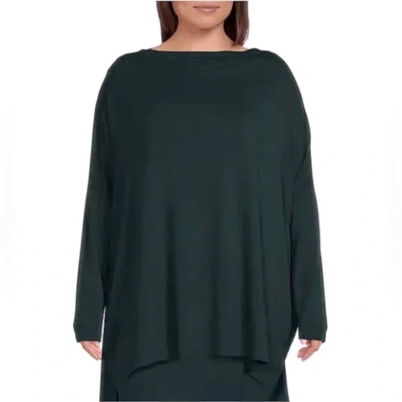 Bryn Walker Dimitri French Terry Knit Draped Neck Dolman Sleeve Oversized Tunic - Picture 1 of 12